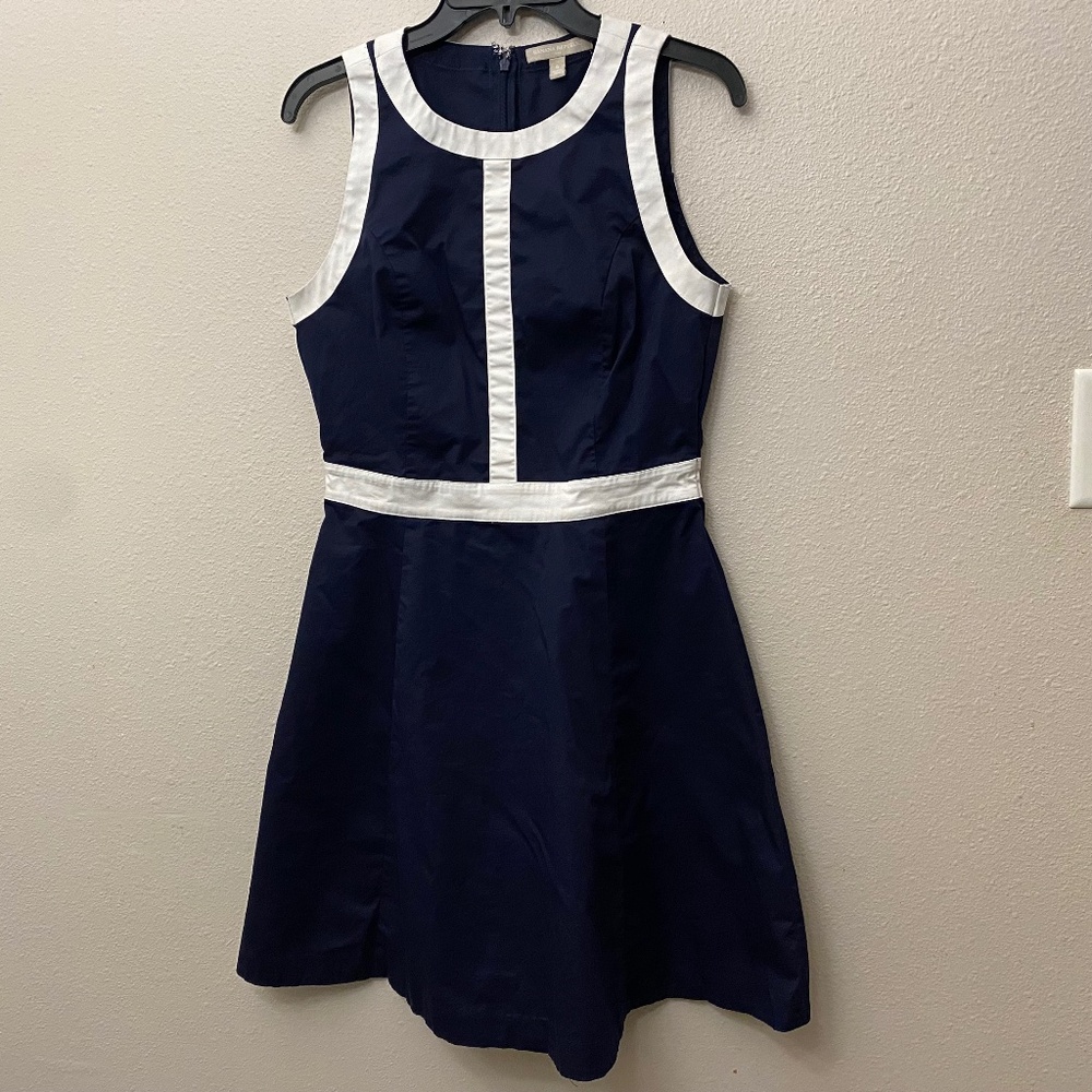 Banana Republic Cotton Navy and White Sleeveless Dress Size 6